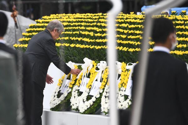 联合国秘书长安东尼奥•古特雷斯在广岛原子弹爆炸遇难者悼念仪式上 - 俄罗斯卫星通讯社