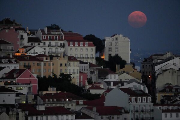 里斯本城堡區上空升起的超級月亮。 - 俄羅斯衛星通訊社