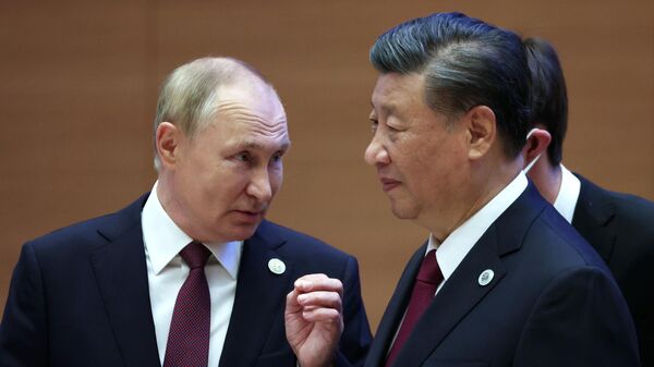 俄羅斯總統普京和中國國家主席習近平在撒馬爾罕的上合組織峰會期間會晤 - 俄羅斯衛星通訊社