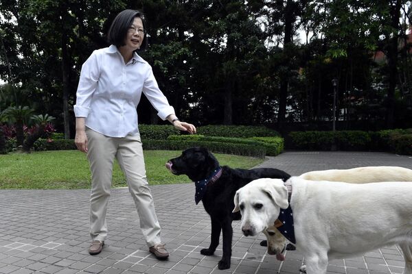 台灣地區領導人蔡英文和寵物犬在台北官邸。 - 俄羅斯衛星通訊社