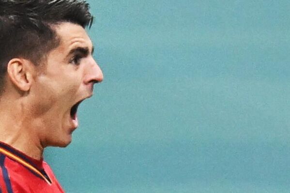 卡塔尔世界杯小组赛西班牙对阵德国，西班牙球员阿尔瓦罗·莫拉塔欢庆进球。 - 俄罗斯卫星通讯社