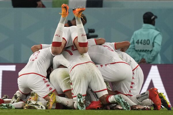 突尼斯队员们庆祝球队获胜。 - 俄罗斯卫星通讯社