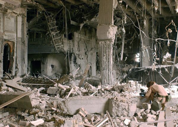 伊拉克，被炸毀的伊拉克阿拉伯復興社會黨總部大樓。 - 俄羅斯衛星通訊社