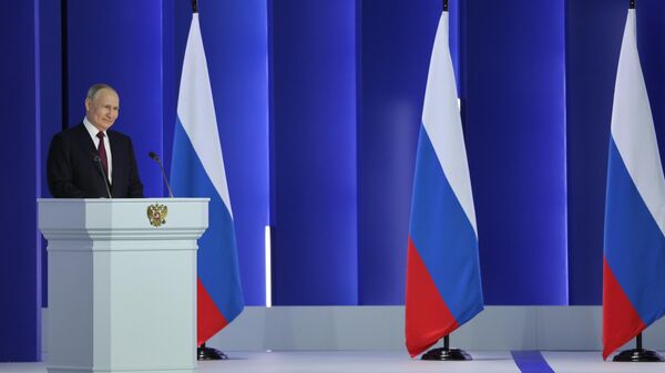 俄罗斯总统弗拉基米尔·普京向俄罗斯联邦会议发表国情咨文 - 俄罗斯卫星通讯社