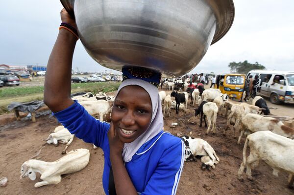 尼日利亚女性在市场出售宰牲节商品。 - 俄罗斯卫星通讯社