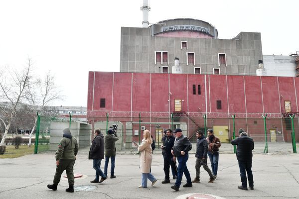記者們在位於埃涅爾戈達爾的扎波羅熱核電站。來自意大利、德國、拉丁美洲和俄羅斯的記者參觀了扎波羅熱核電站。 - 俄羅斯衛星通訊社
