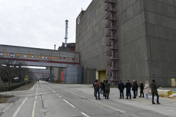 記者們在埃涅爾戈達爾的扎波羅熱核電站。 - 俄羅斯衛星通訊社