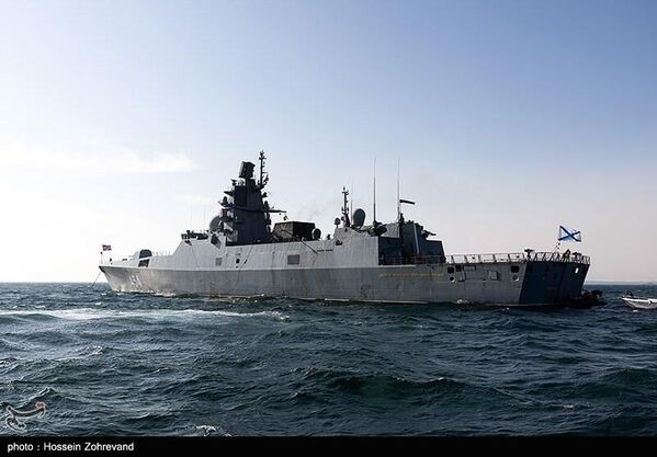 中俄艦艇參加“安全紐帶”海上軍演歡迎儀式。 - 俄羅斯衛星通訊社