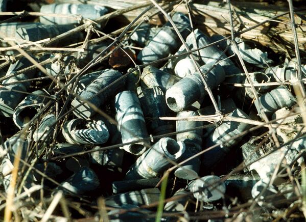2001年1月10日，在薩拉熱窩以南約16公里的一家舊軍工廠散落一些 30 毫米反坦克貧鈾彈炮彈。 - 俄羅斯衛星通訊社