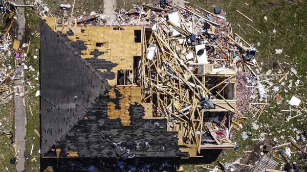 美国密西西比州遭受龙卷风破坏的房屋鸟瞰图 - 俄罗斯卫星通讯社