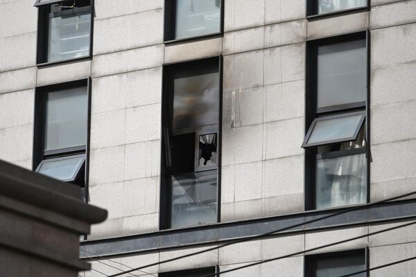 北京長峰醫院裡被燒毀的窗戶 - 俄羅斯衛星通訊社