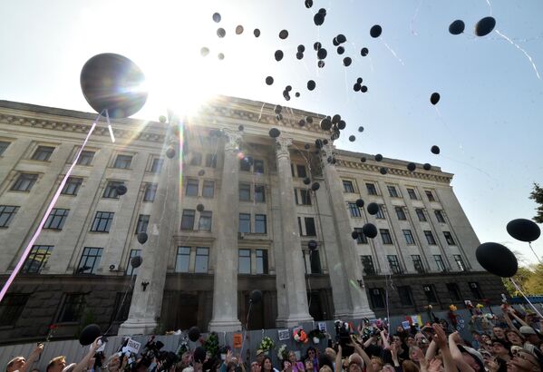 悼念敖德薩工會大樓火災遇難者的活動。 - 俄羅斯衛星通訊社