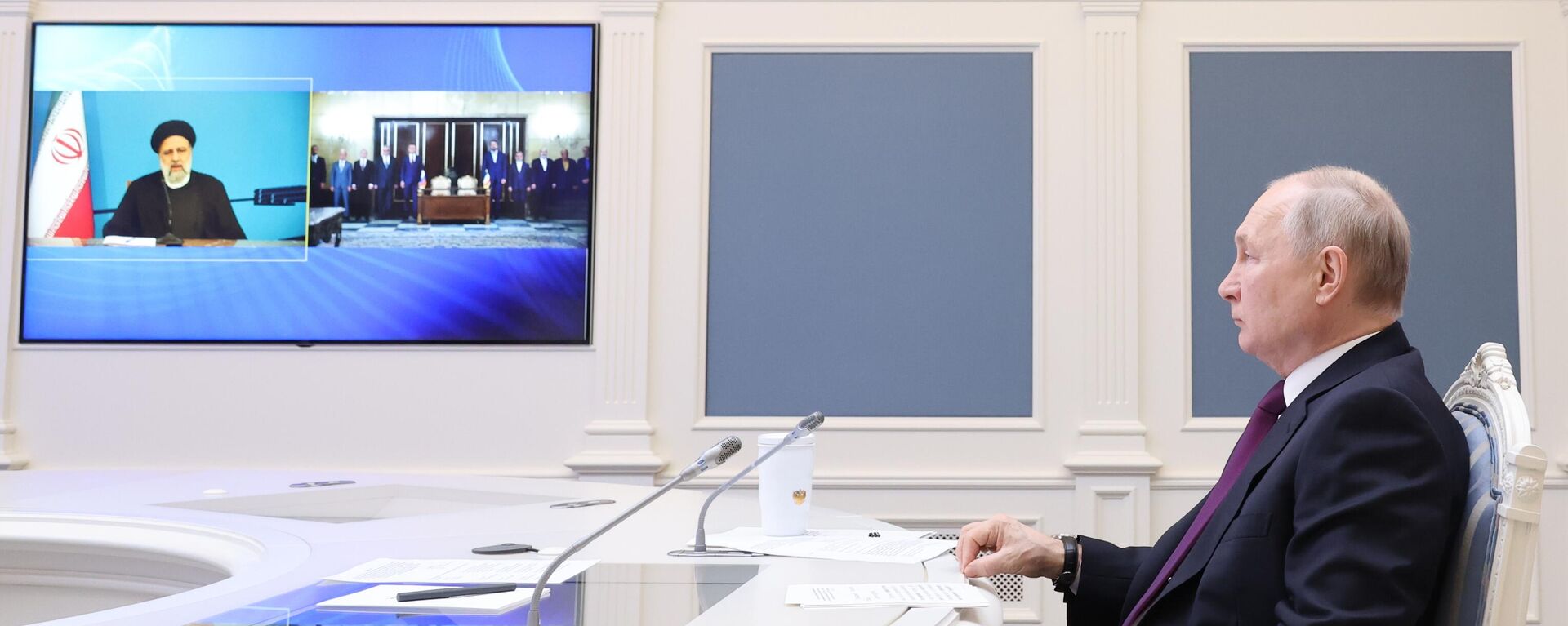 俄总统普京与伊朗总统莱西通过视频连线参加了拉什特-阿斯塔拉铁路建设协议签署仪式 - 俄罗斯卫星通讯社, 1920, 17.05.2023