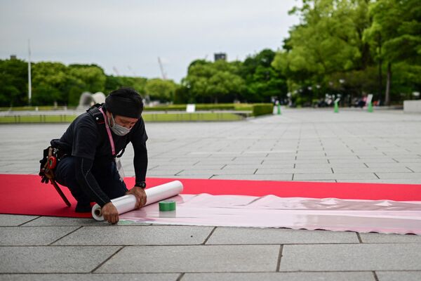 廣島和平紀念公園內為G7領導人準備的紅毯。 - 俄羅斯衛星通訊社