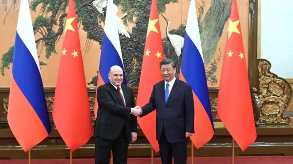 中国国家主席习近平与俄罗斯总理米舒斯京 - 俄罗斯卫星通讯社