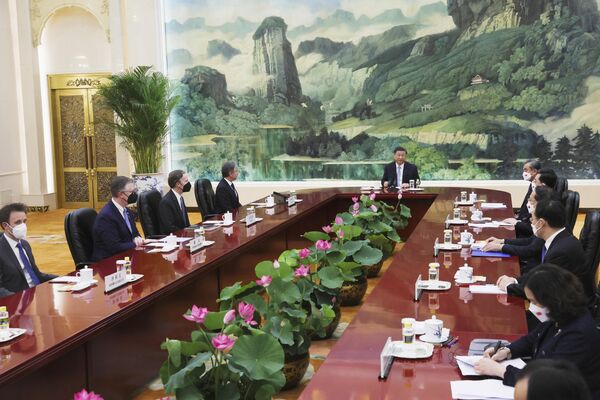 中国国家主席习近平与美国国务卿布林肯在北京会见。 - 俄罗斯卫星通讯社