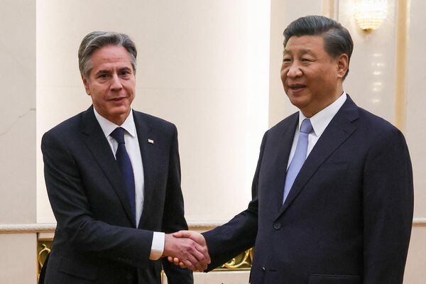 中国国家主席习近平与美国国务卿布林肯在北京会见。 - 俄罗斯卫星通讯社