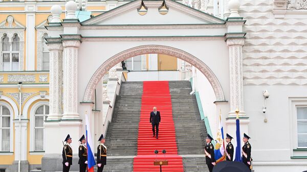 Президент РФ В. Путин во время обращения - 俄罗斯卫星通讯社