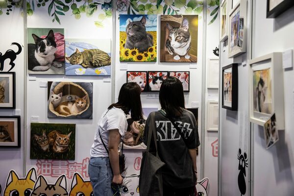 香港猫迷博览会上，以猫为主题的艺术作品 - 俄罗斯卫星通讯社