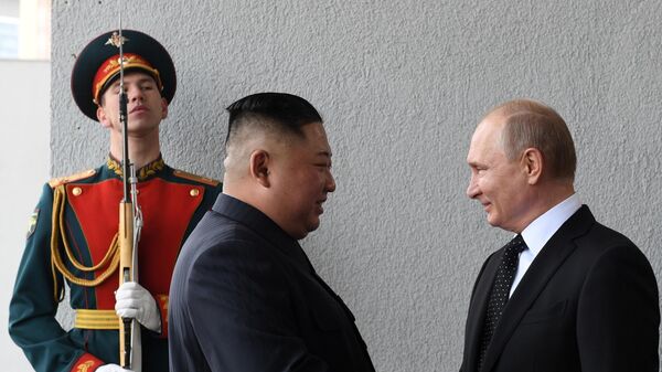 俄羅斯總統弗拉基米爾·普京和朝鮮民主主義人民共和國國務委員長金正恩 - 俄羅斯衛星通訊社