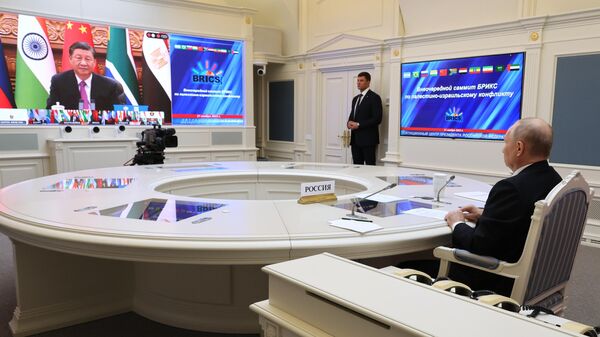 普京和习近平参加了金砖国家网络峰会，他们讨论了中东局势的恶化 - 俄罗斯卫星通讯社
