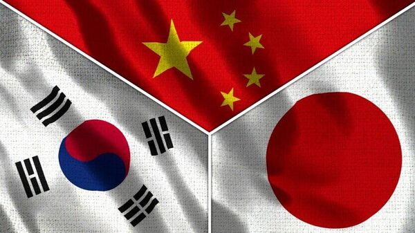 флаги Китая, Японии и Южной Кореи - 俄羅斯衛星通訊社