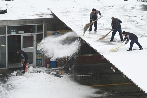 民众清除屋顶的积雪 - 俄罗斯卫星通讯社