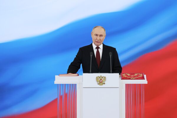 2024年5月7日，俄罗斯当选总统弗拉基米尔·普京在克里姆林宫举行的就职仪式上。 - 俄罗斯卫星通讯社