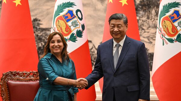 China's President Xi Jinping (R) and Peru’s President Dina Boluarte  - 俄羅斯衛星通訊社