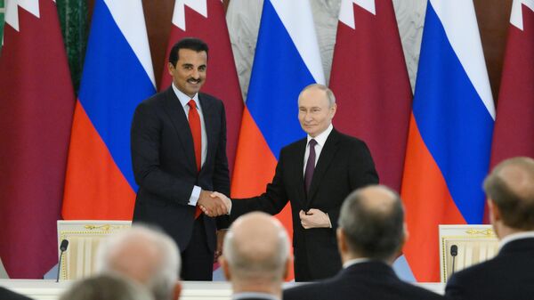 Встреча президента РФ Владимира Путина и эмира Катара Тамима бен Хамада Аль Тани - 俄罗斯卫星通讯社