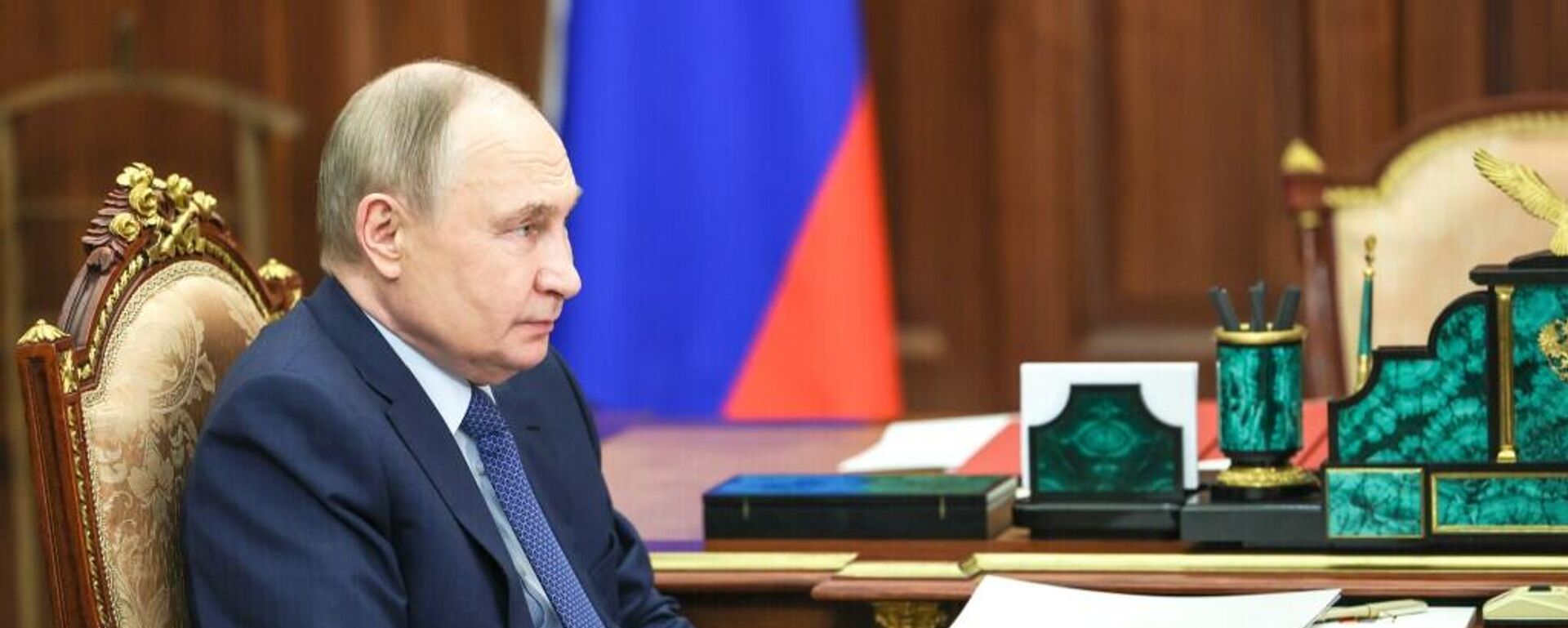 普京在克里姆林宮接見伊朗最高領袖高級顧問拉里賈尼 - 俄羅斯衛星通訊社, 1920, 20.07.2025