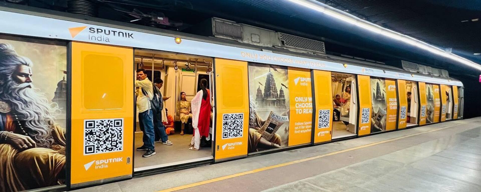 俄罗斯卫星通讯社印度分社冠名的列车在德里地铁运行 - 俄罗斯卫星通讯社, 1920, 20.09.2025