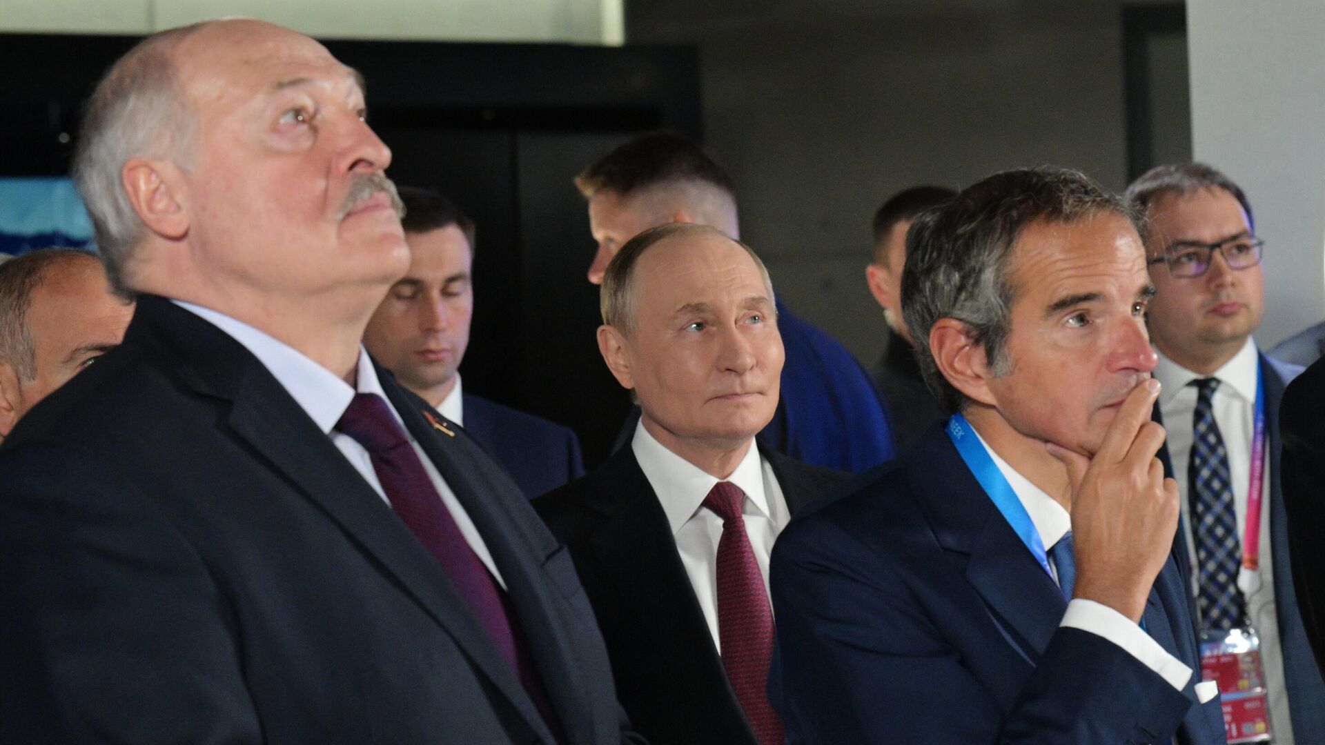 白俄羅斯總統盧卡申科,俄羅斯總統普京,國際原子能機構總幹事格羅西(從左至右) 白俄羅斯總統盧卡申科,俄羅斯總統普京,國際原子能機構總幹事格羅西(從左至右) - 俄羅斯衛星通訊社, 1920, 26.09.2025