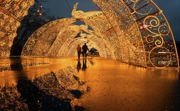 国家大马戏团旁的节日灯饰。 - 俄罗斯卫星通讯社