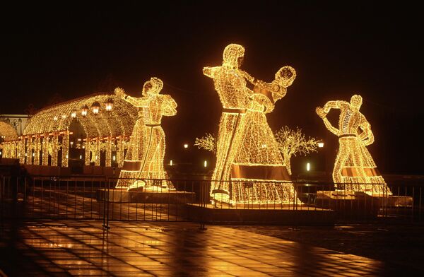 莫斯科俯首山上的节日彩灯。 - 俄罗斯卫星通讯社