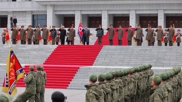 朝鲜举行仪式欢迎朝鲜人民军第528工兵团回国 - 俄罗斯卫星通讯社
