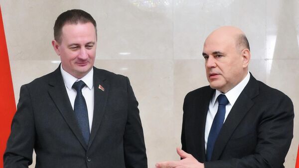 俄罗斯总理米哈伊尔·米舒斯京与白俄罗斯总理亚历山大·图尔钦 - 俄罗斯卫星通讯社