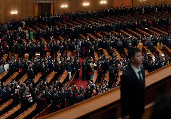 2026年3月11日，星期三，参加中国人民政治协商会议闭幕会的代表们在北京离场。 - 俄罗斯卫星通讯社
