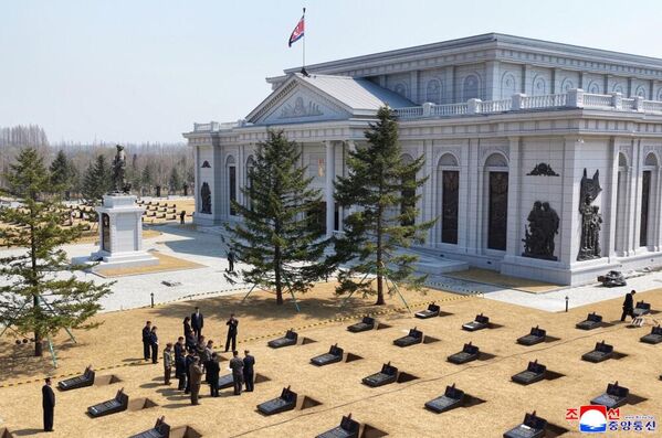 朝鲜海外作战战功纪念馆建设现场。目前，海外军事作战功勋纪念馆的整体工程进度已接近97%。 - 俄罗斯卫星通讯社
