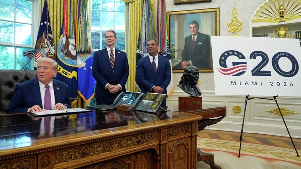 President Donald Trump speaks in the Oval Office of the White House - 俄罗斯卫星通讯社