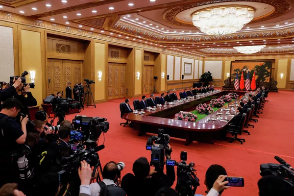 2026年5月14日,特朗普和习近平在北京人民大会堂举行双边会谈。 2026年5月14日,特朗普和习近平在北京人民大会堂举行双边会谈。 - 俄罗斯卫星通讯社