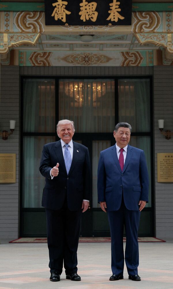 5月15日，北京，美国总统特朗普与中国国家主席习近平在中南海花园参观期间合影。 - 俄罗斯卫星通讯社