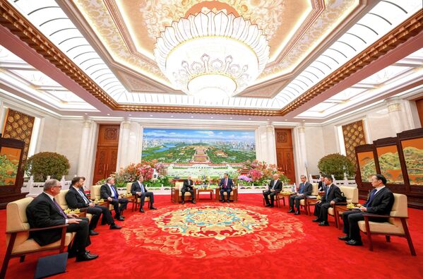 2026年5月20日,俄罗斯总统普京与中国国家主席习近平在北京人民大会堂会晤间隙一同饮茶。 2026年5月20日,俄罗斯总统普京与中国国家主席习近平在北京人民大会堂会晤间隙一同饮茶。 - 俄罗斯卫星通讯社