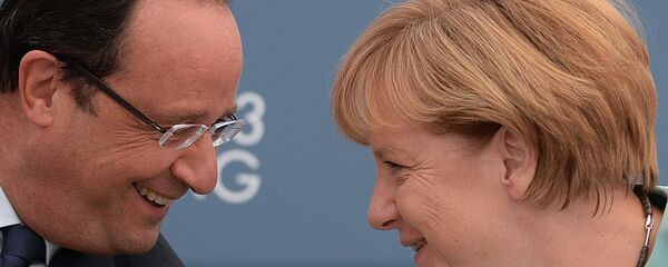 弗朗索瓦•奧朗德和安格拉•默克爾 弗朗索瓦•奧朗德和安格拉•默克爾 - 俄羅斯衛星通訊社