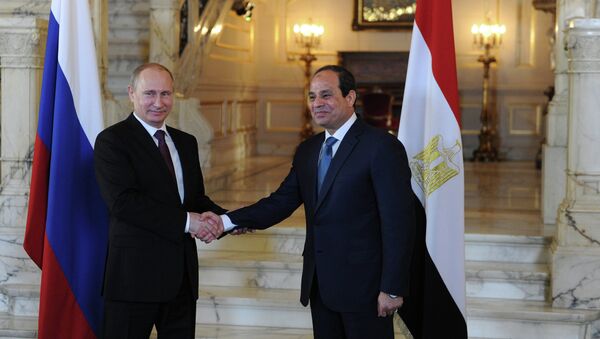 俄羅斯總統弗拉基米爾•普京和埃及總統阿卜杜勒•法塔赫•阿爾-塞西的聯合新聞發佈會 - 俄羅斯衛星通訊社
