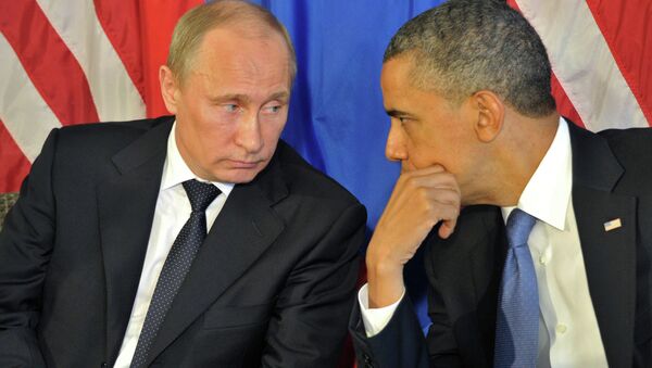 A file photo of Russian President Vladimir Putin and US President Barack Obama - 俄罗斯卫星通讯社