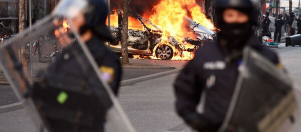 法兰克福欧洲的示威活动 - 俄罗斯卫星通讯社