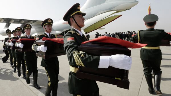 中韓第十次交接在韓中國人民志願軍烈士遺骸及遺物 - 俄羅斯衛星通訊社