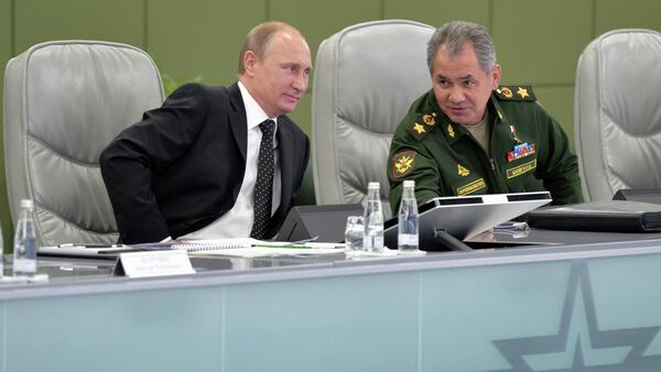 罗斯总统弗拉基米尔•普京和俄国防部长谢尔盖•绍伊古 - 俄罗斯卫星通讯社