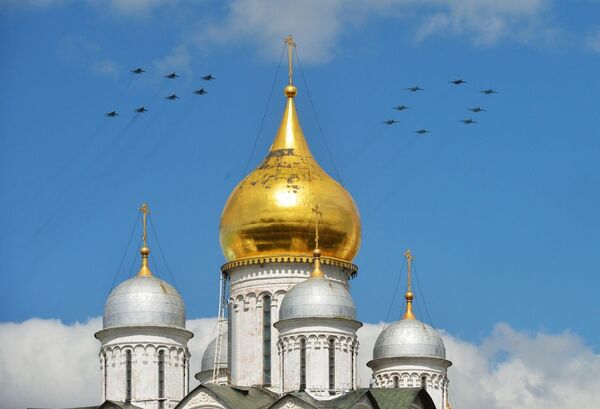 莫斯科勝利日閱兵空中部分彩排 - 俄羅斯衛星通訊社